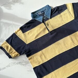 Ralph Lauren Vintage striped polo shirt with Denim collar